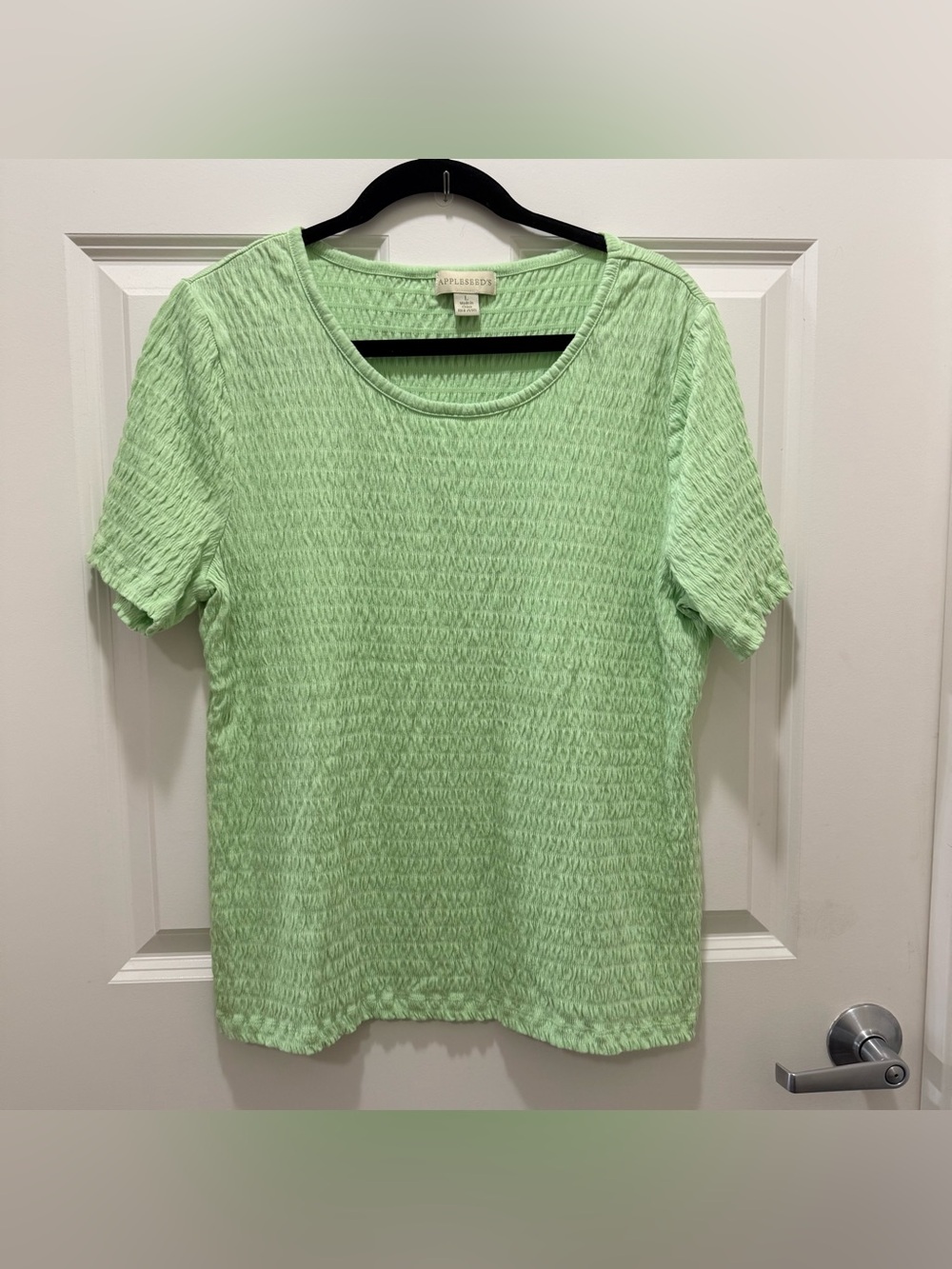 Y2K Style Ruched Ruffle Stretch Feminine Blouse Green Comfortable Workwear Large